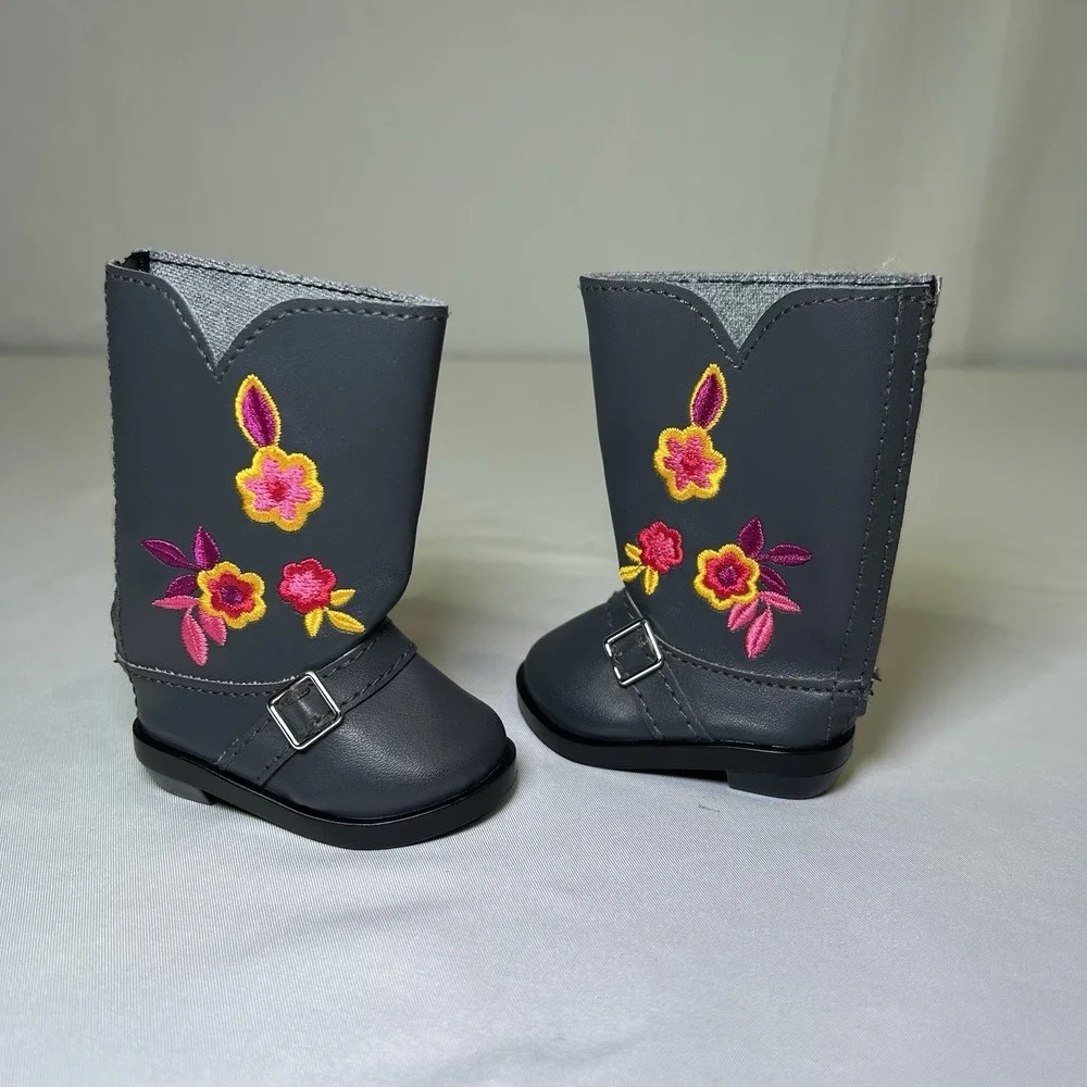 American Girl Saige Copeland‎ Boots Embroidered Flowers